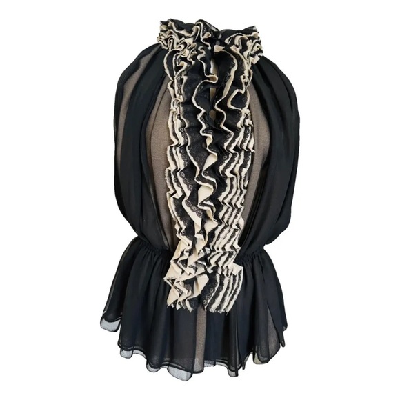 Robert Rodriguez Neiman Marcus Ruffled Peplum Blouse Shirt Accent Top - Picture 3 of 8